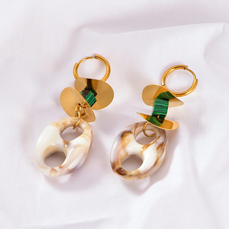 Gold Color Resin Buckle Light Luxury Jewelry Set