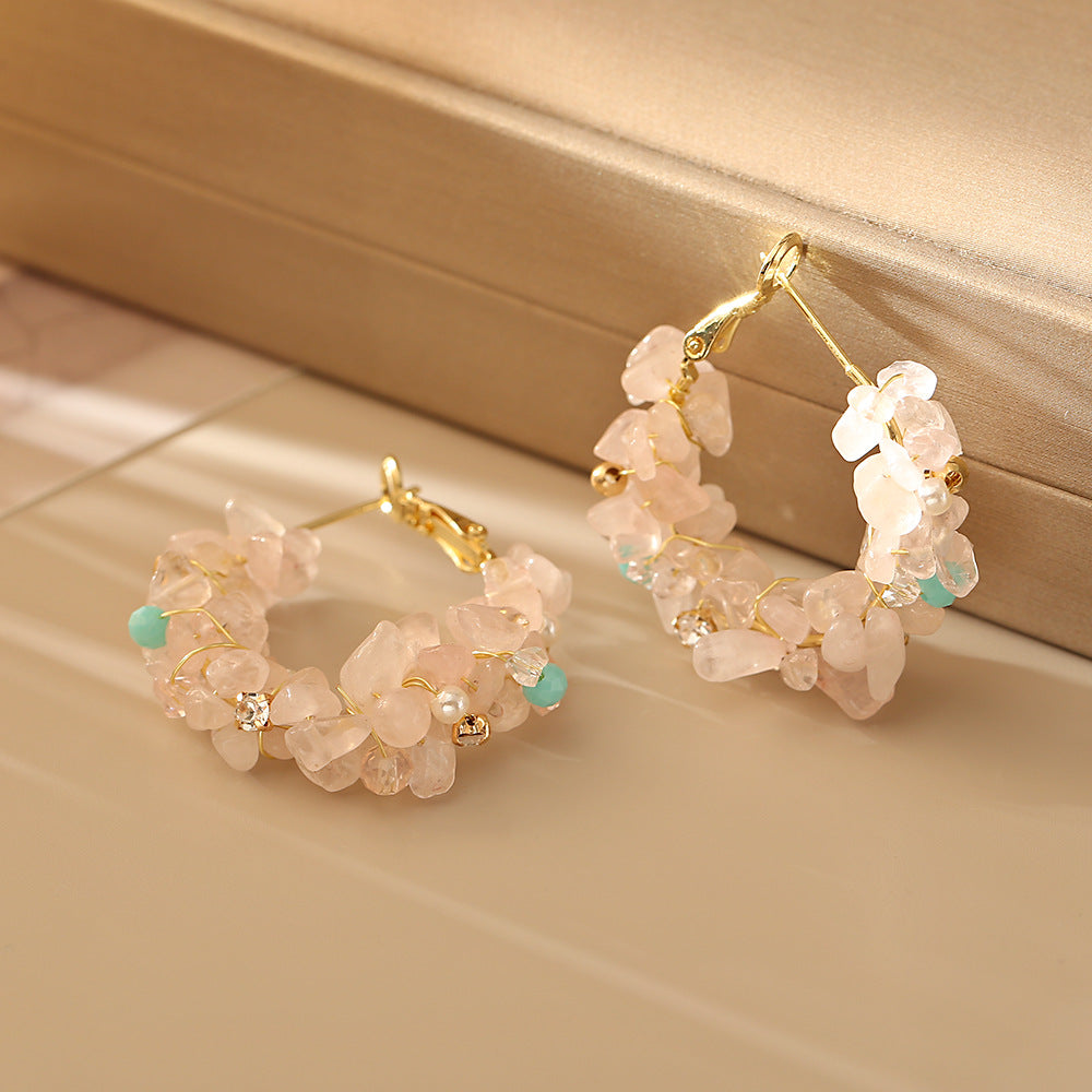 Super Fairy Colorful Crystal Fresh Sweet Fashion High Earrings