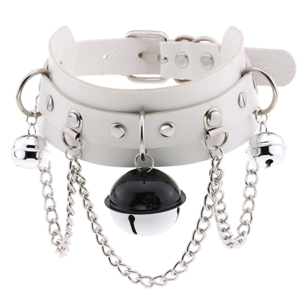 Fan Punk Leather Chain Color Two-tone Collar