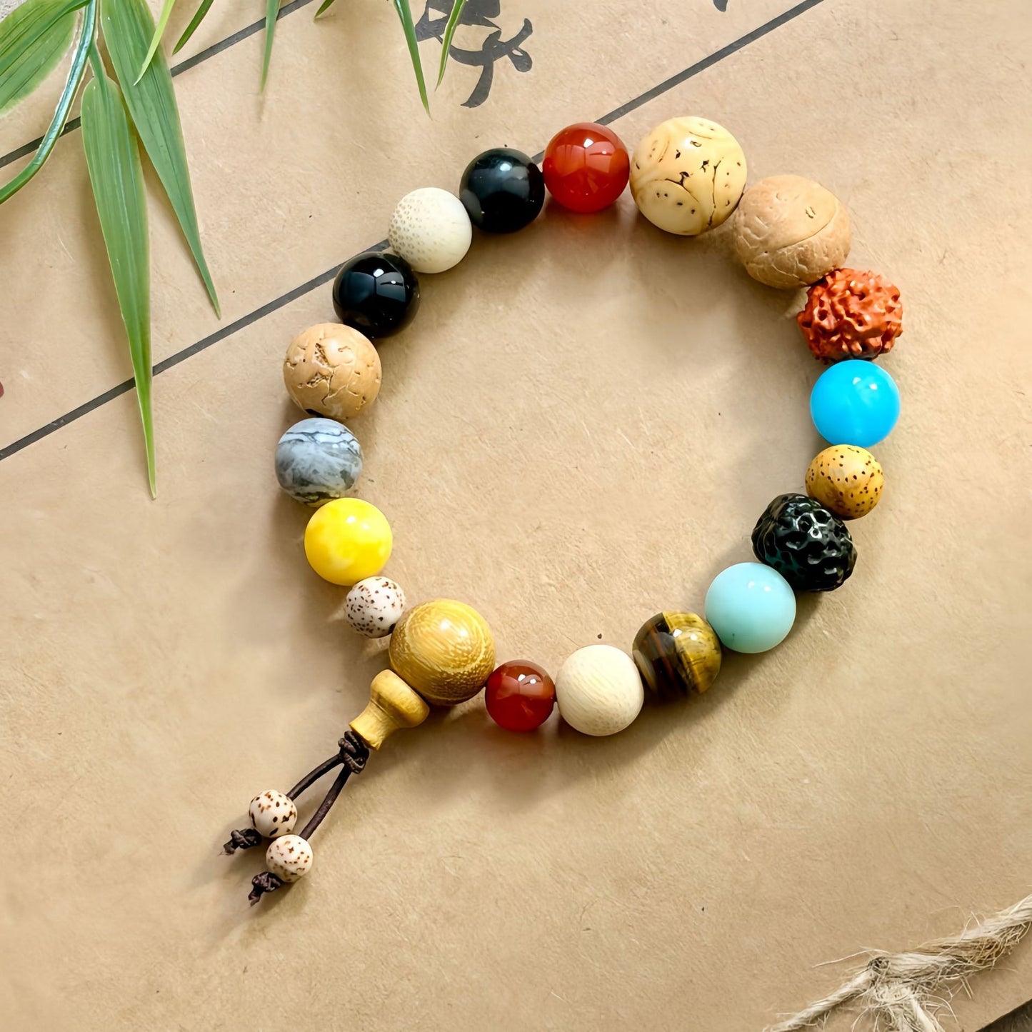 Women's & Men's Spot Seeds Multi Jewels Bodhi Prayer Bracelet