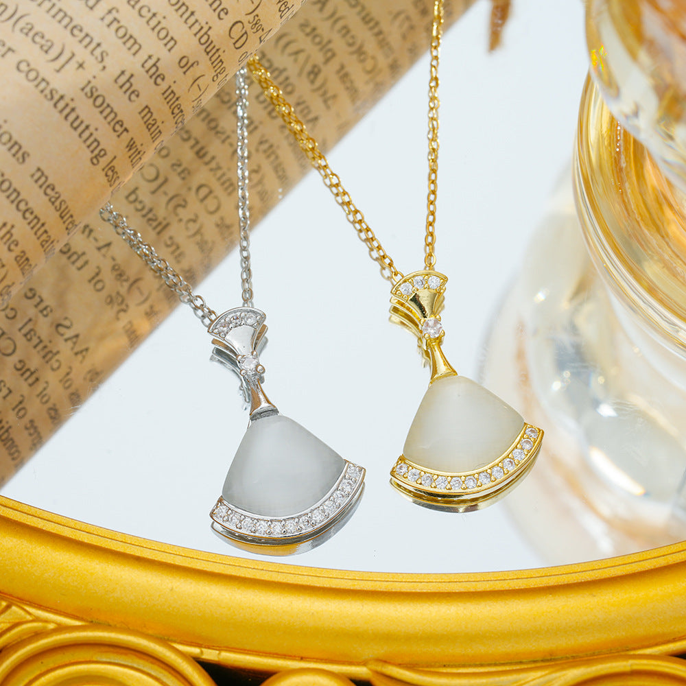 Women's Steel Diamond Opal Small Skirt Light Luxury Necklace