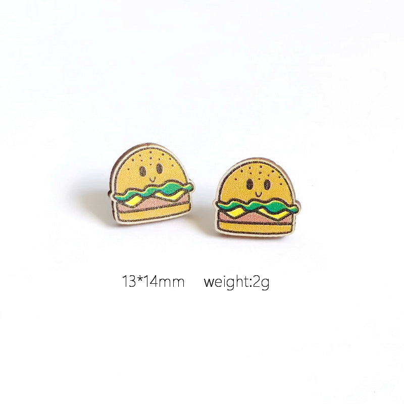 Cola Hamburger French Fries Pizza Donut Milk Earrings