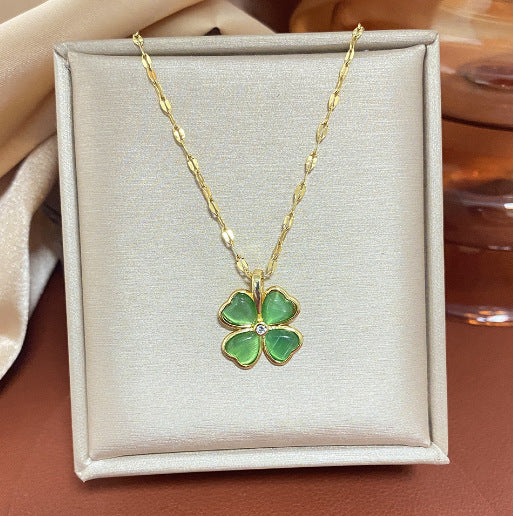 Female Emerald Dignified Sense Of Design Clavicle Chain High-grade Necklace