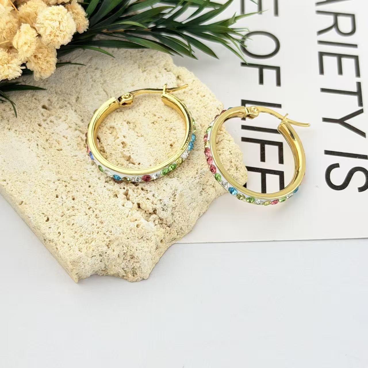 Women's Luxury Refined Rhinestone Full Diamond Big Hoop Fashion Earrings