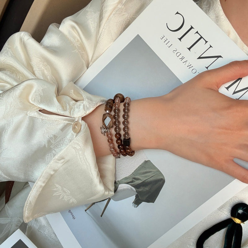 Gold Super Seven Ice Stone Crystal Chinese Bracelets
