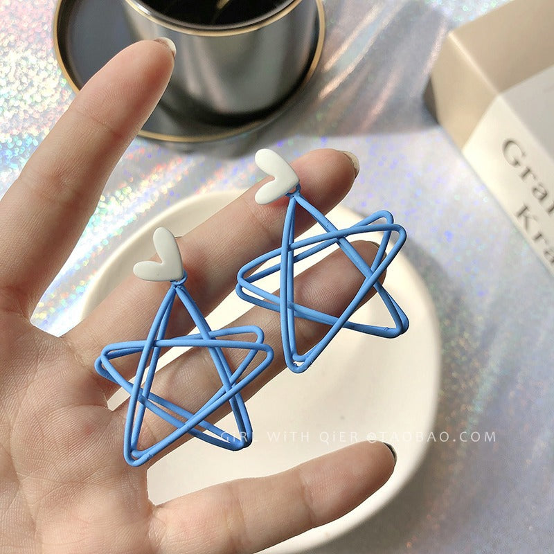 Pentagram Cute Female Ear Clip Tea Earrings