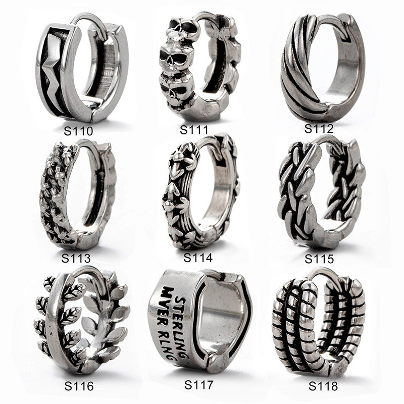 Men's Stainless Steel Cast Skull Letter Pattern Rings