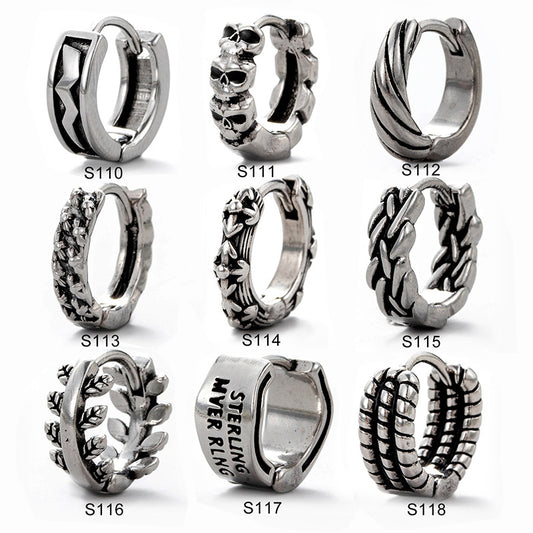 Men's Stainless Steel Cast Skull Letter Pattern Rings
