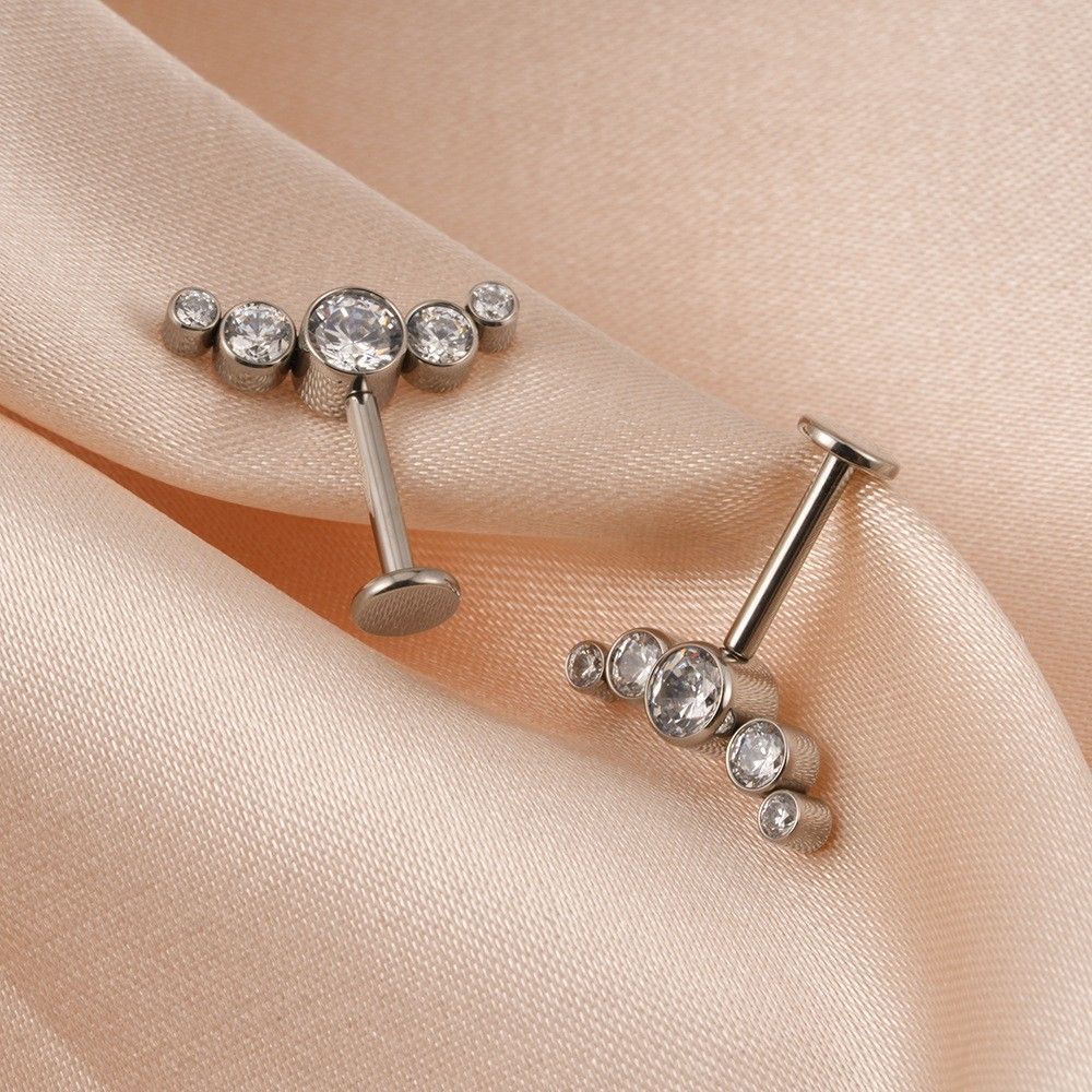 Titanium Alloy Zircon Ear Bone Internal Thread Implant Grade Piercing Stud Earrings