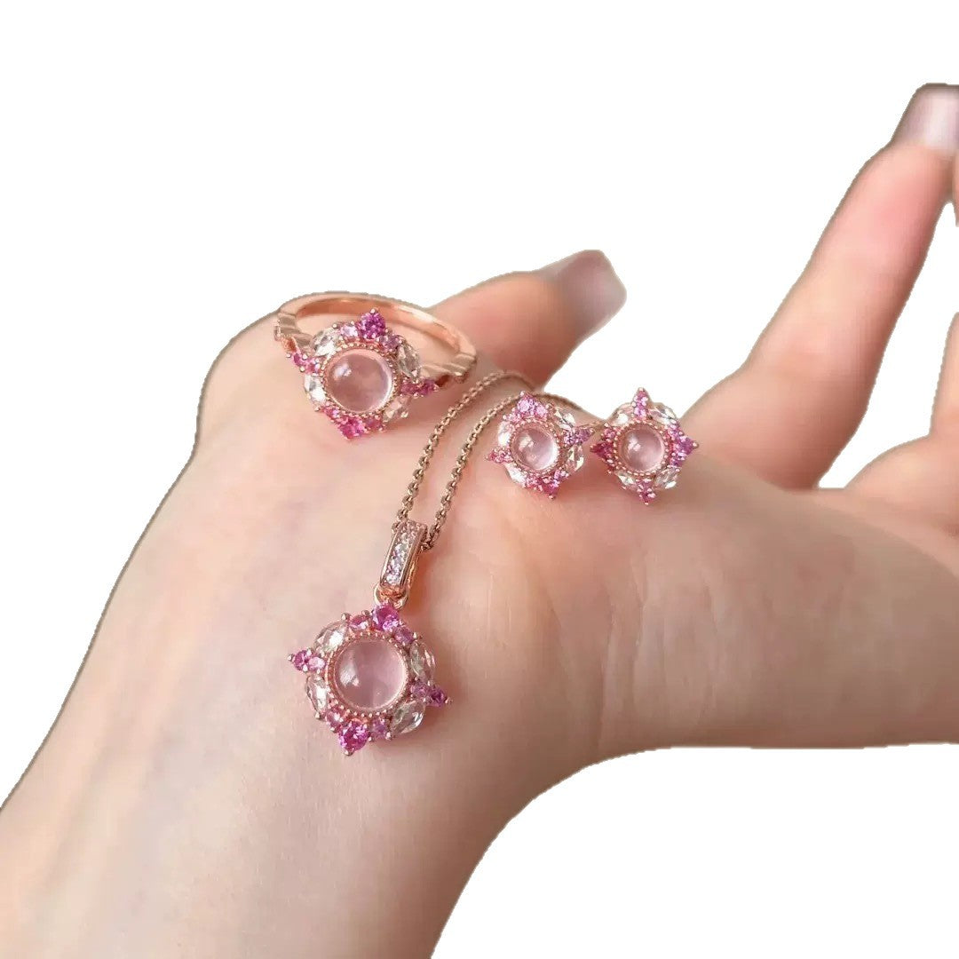 Retro French Pink Crystal Antique Style Jewelry Set
