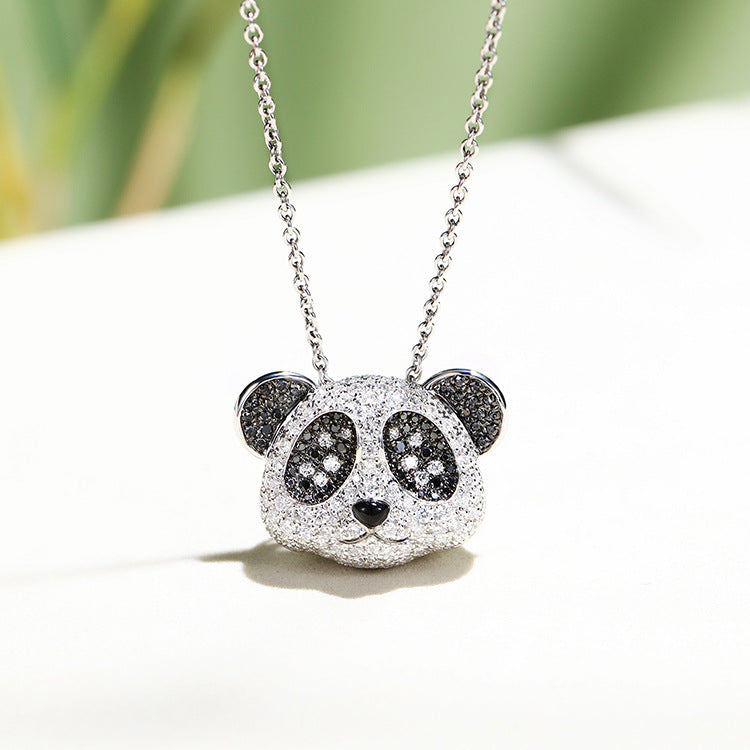 Full Diamond Black Gold Zircon Panda Cute Opening Pendants