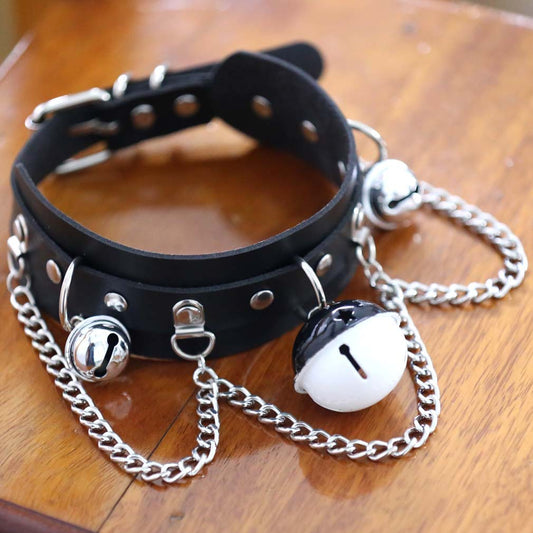 Fan Punk Leather Chain Color Two-tone Collar