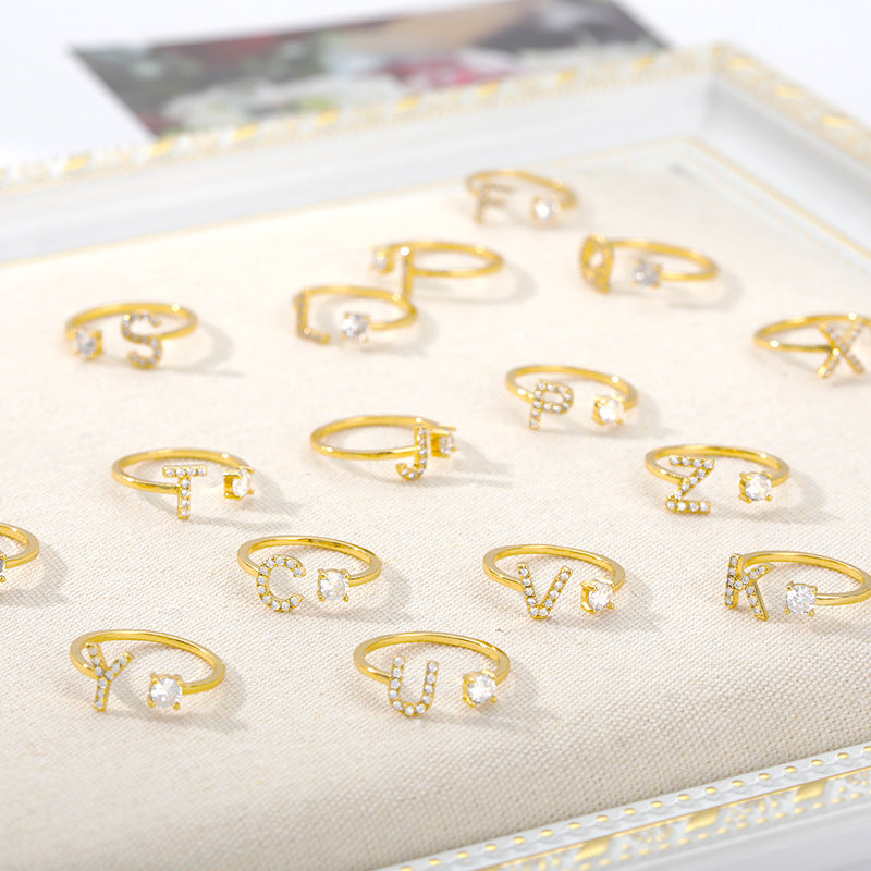 Pretty Women's Letters English Opening Adjustable Rings