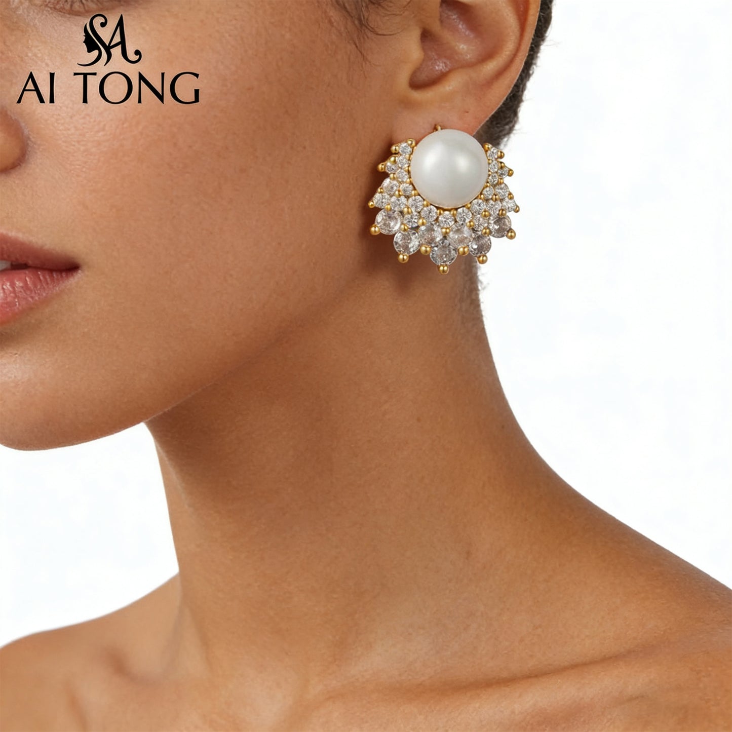 Elegant Pearl Shining Premium Delicate Gentle Temperament Earrings