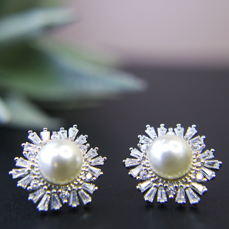 Women's Korean Style Rhinestone Pearl Snowflake Fashion Temperament Micro Three-piece Necklaces