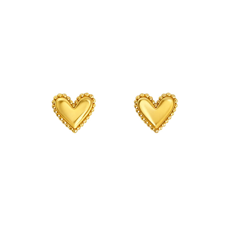 Women's Sterling Sier Gold-plated Mini Love Heart Simple Temperamental Stud Earrings