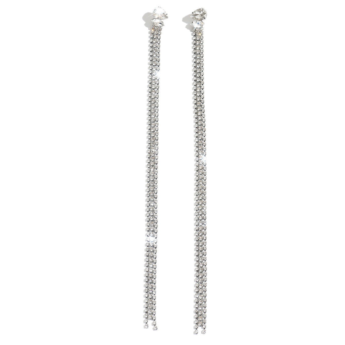 Women's Simple Long High Profile Elegant Design Rhinestone Rings