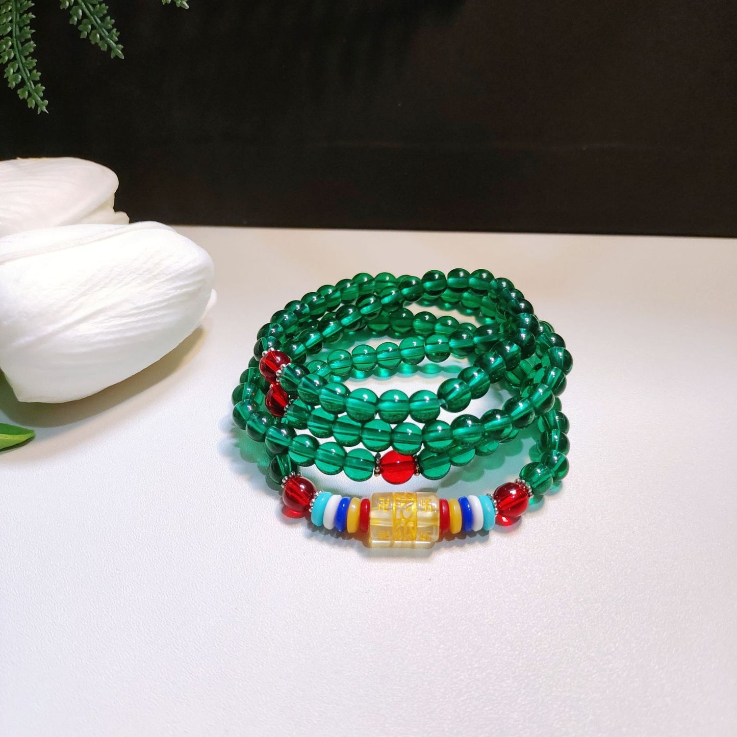 Women's & Men's Beads Four Circles Six Words Mantra Multi Gift Five Bracelet