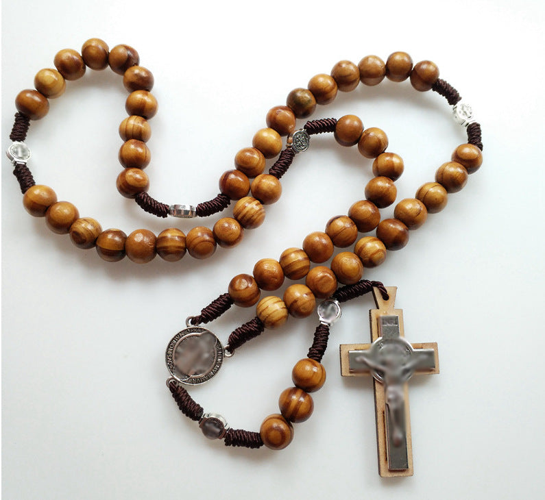 Retro Light Wooden Bead Hand-woven Beads Necklace
