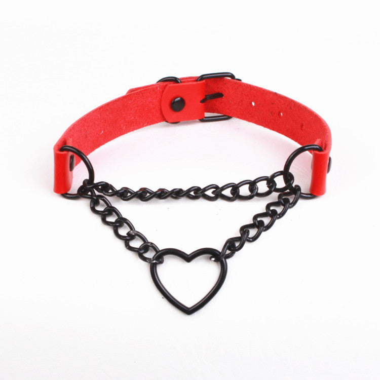 Chain Spade Heart Rivet Super Cool Collar