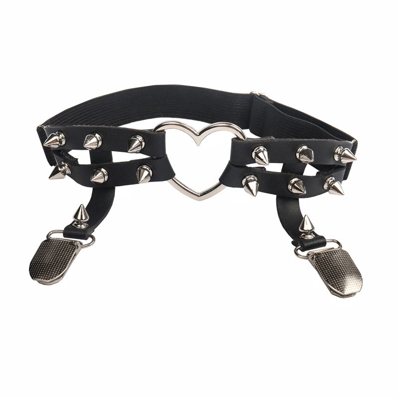 Love Heart-shaped Leather Rivet Spike Hip Hop Collar