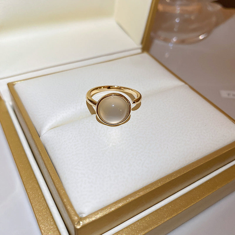 Women's Enamel Flower Open Golden Petal Design Rings