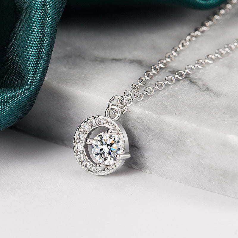 Women's Crescent Shiny Zircon For Light Luxury Necklace