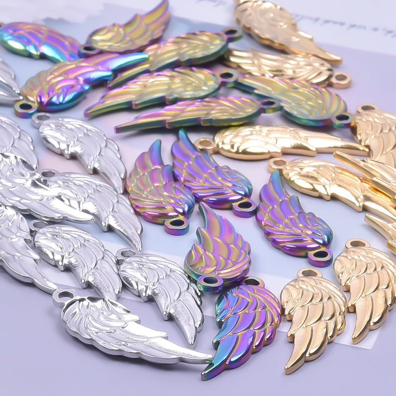 Color Golden Wings Stainless Steel Electroplating Mirror Necklace