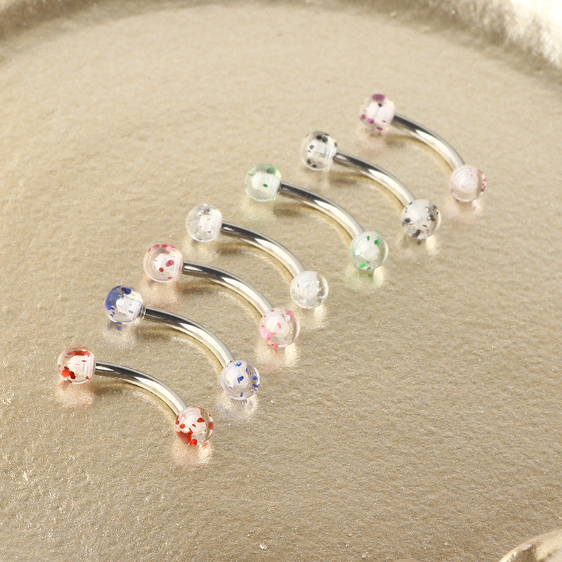 Steel Brow Nail Labret Piercing Sequins Transparent Acrylic Ball Stud Earrings