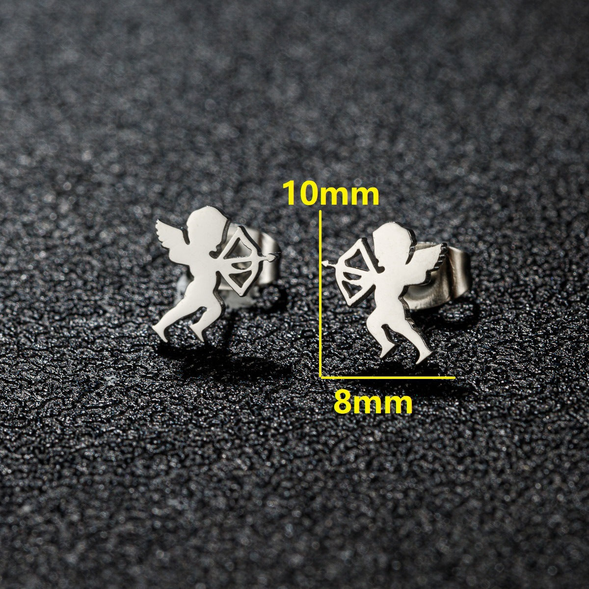 Stainless Steel Goldfish Bird Ear Design Ghost Skull Stud Earrings