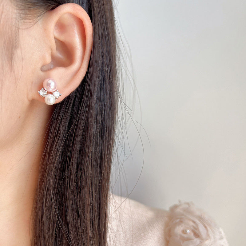 Gentle Pink Pearl Mosquito Coil Ear Earrings