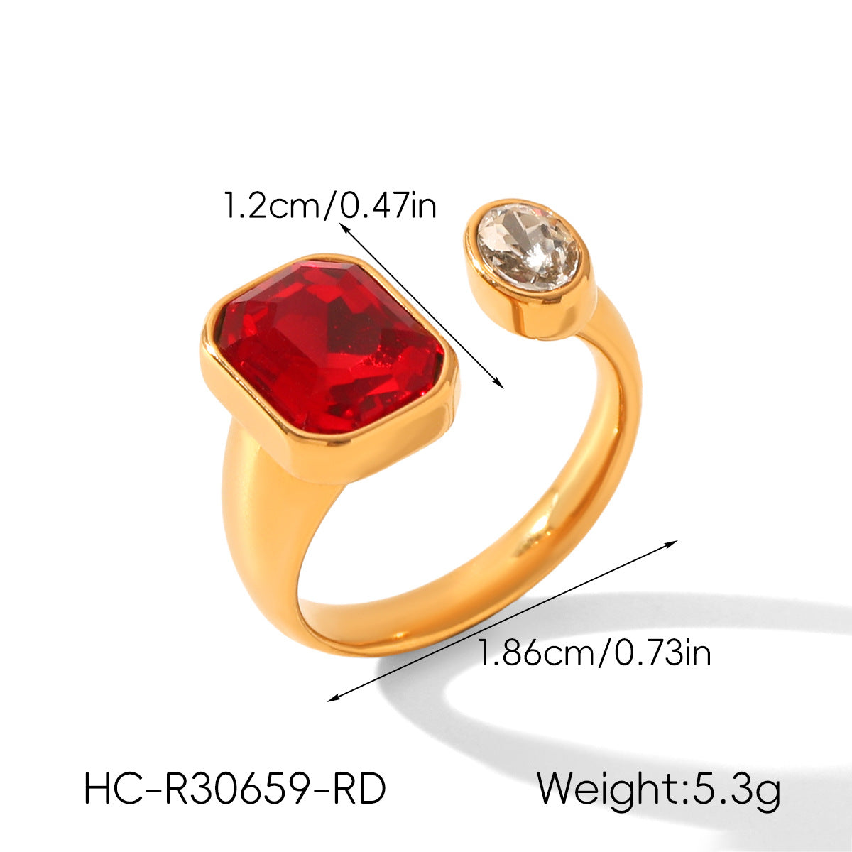 Geometric Zircon Light Luxury High-grade Stainless Steel Open Female Rings
