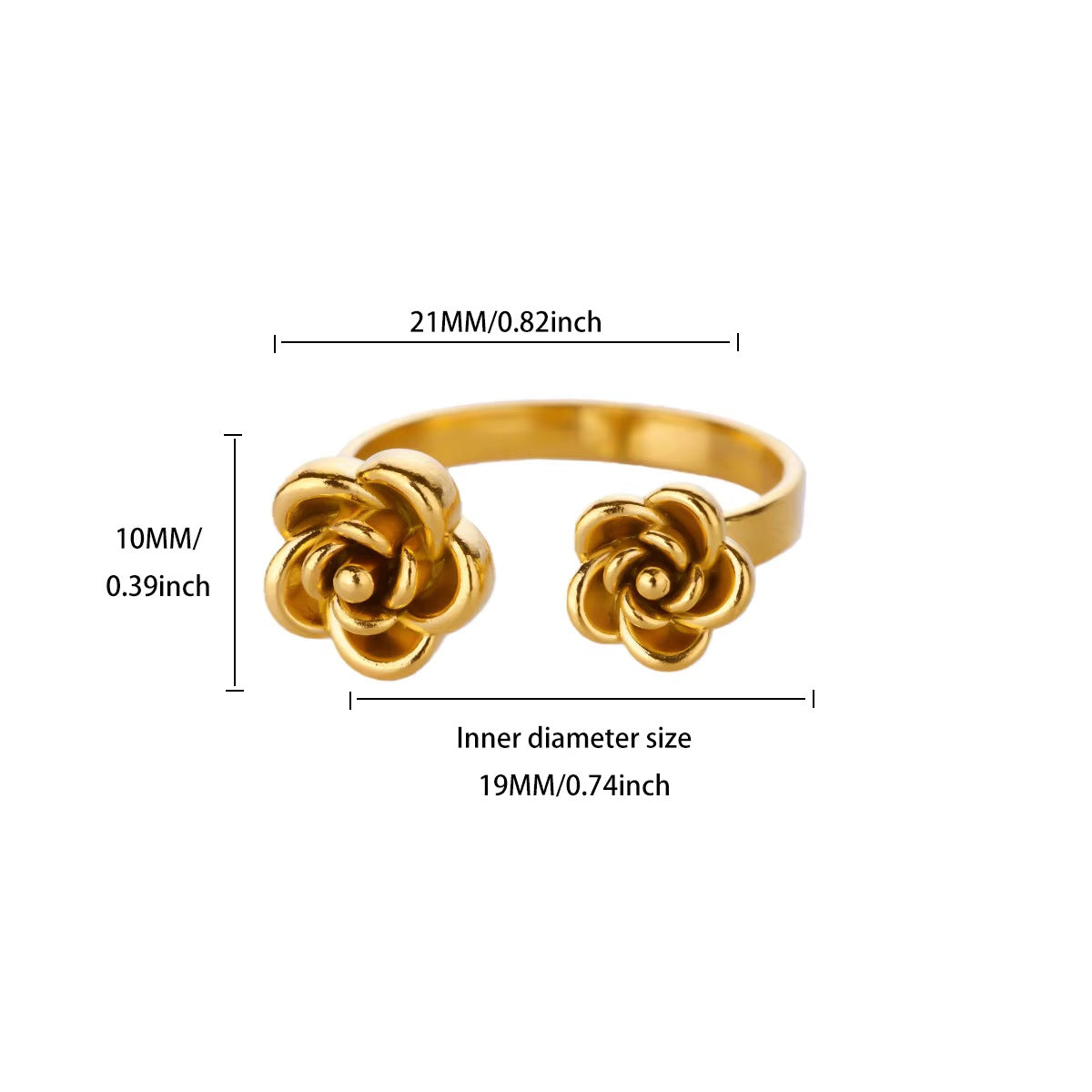 Simple Rose Series Stainless Steel Gold Plated Ring