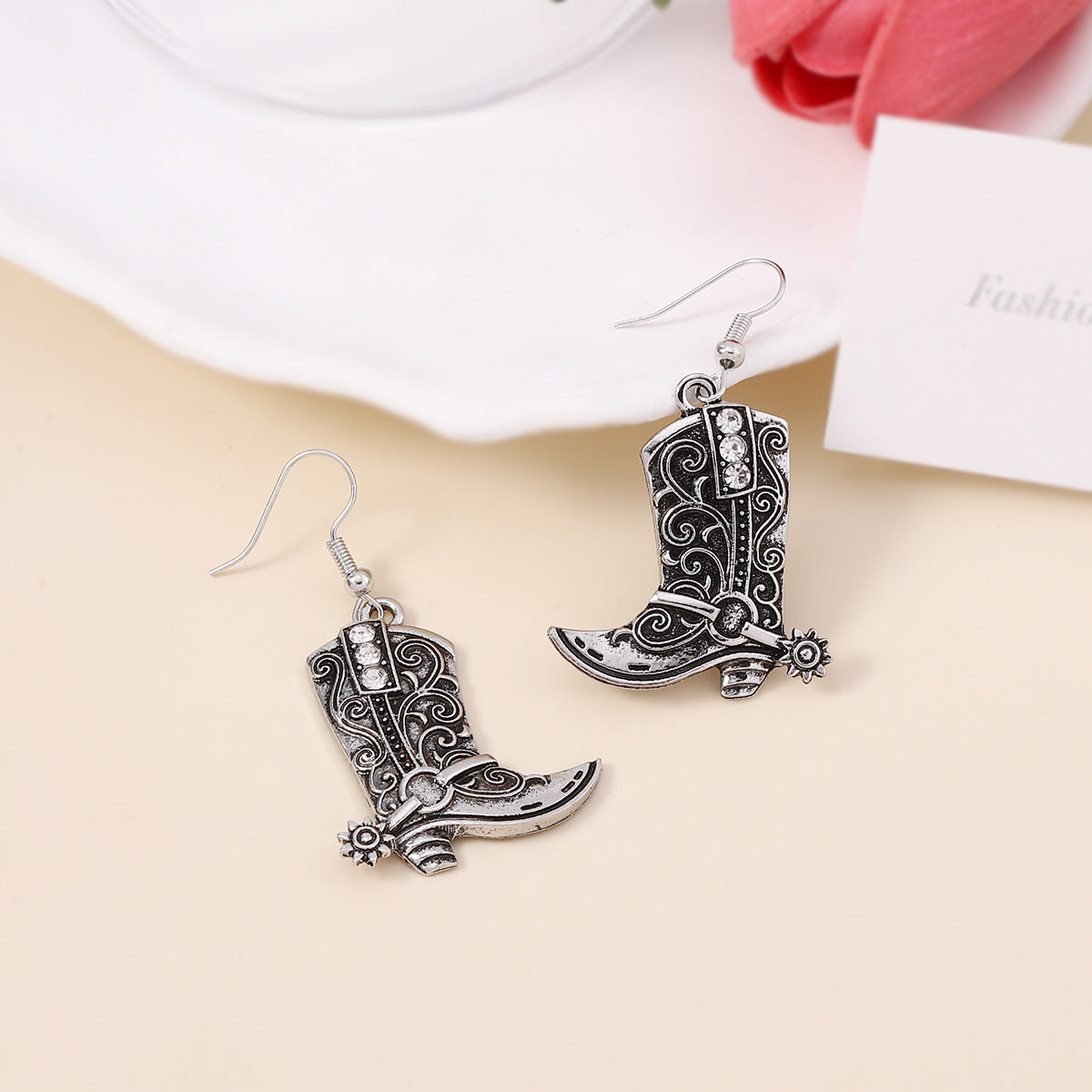 Retro Bohemian Unique Design Two-tone Rose Boots Western Jewelry Set