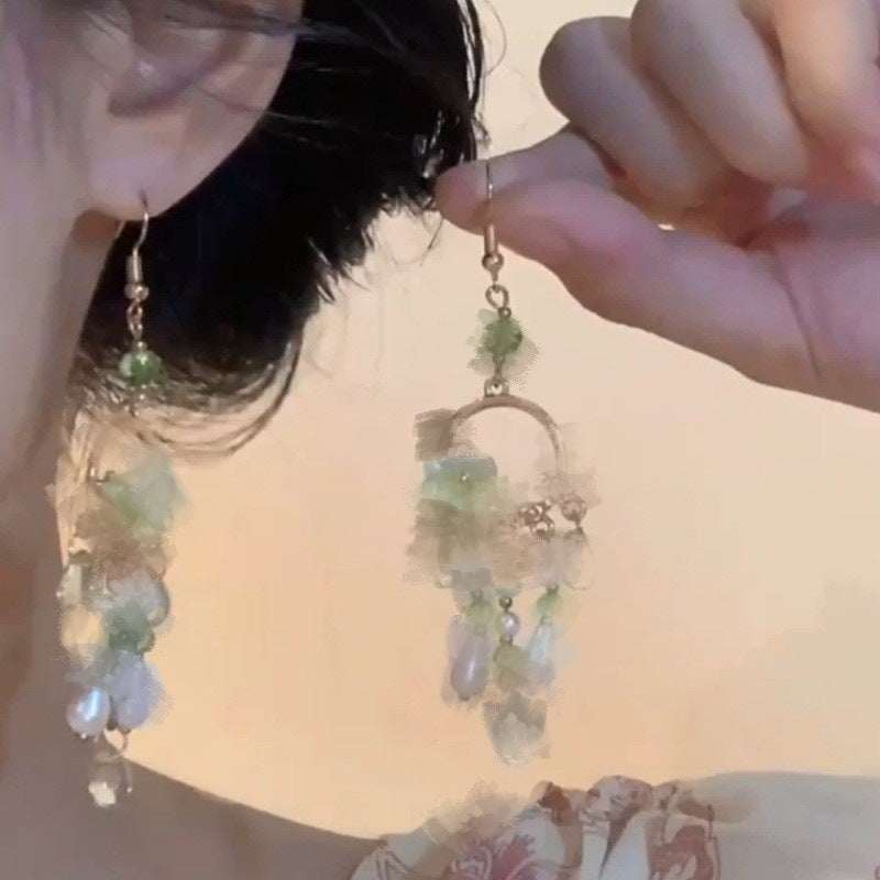 Fringe Collection Butterfly Fall Wisteria Flower Earrings