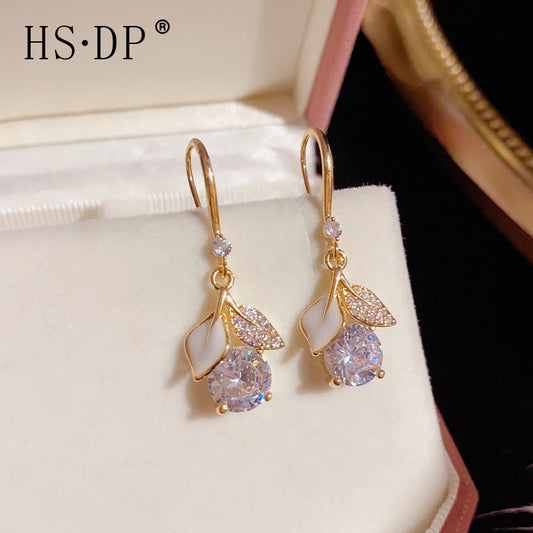 Women's Zircon Ginkgo Leaf Trendy Temperament Wild Minority Fashion Ear Hook