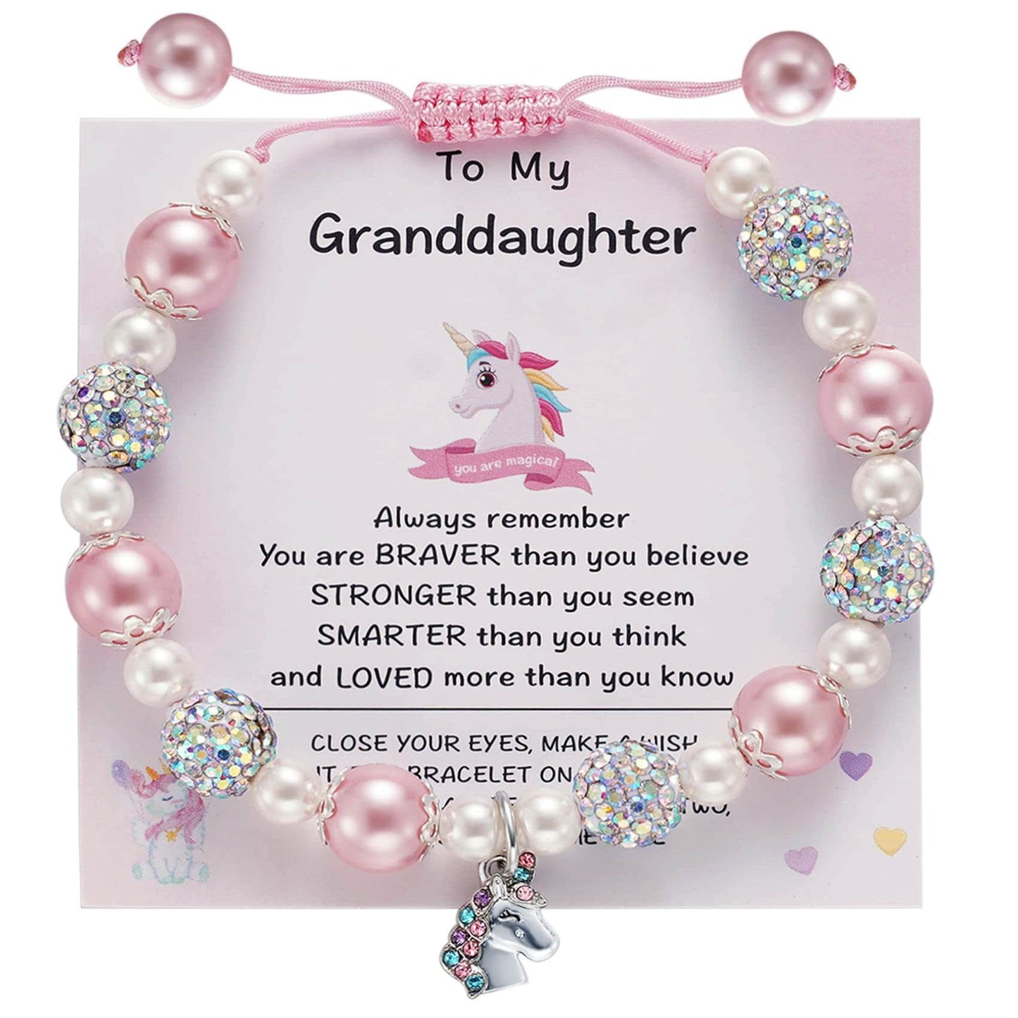 Hand-woven Unicorn Colorful Crystals Clay Rhinestone Ball Bracelet
