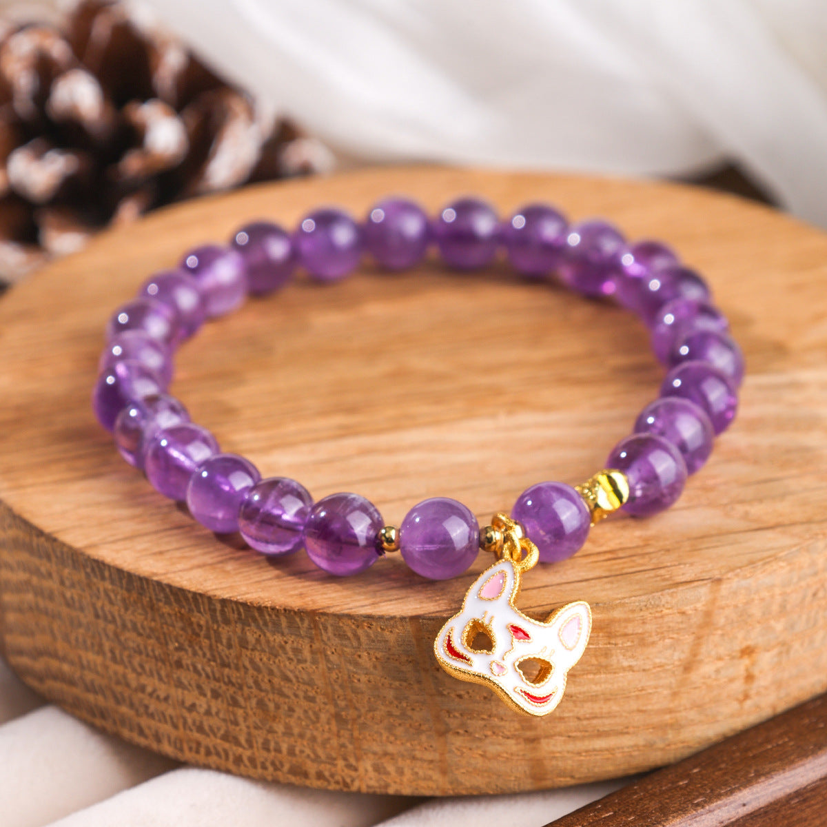 Women's Natural Amethyst Beaded For Mild Luxury Retro Bracelet