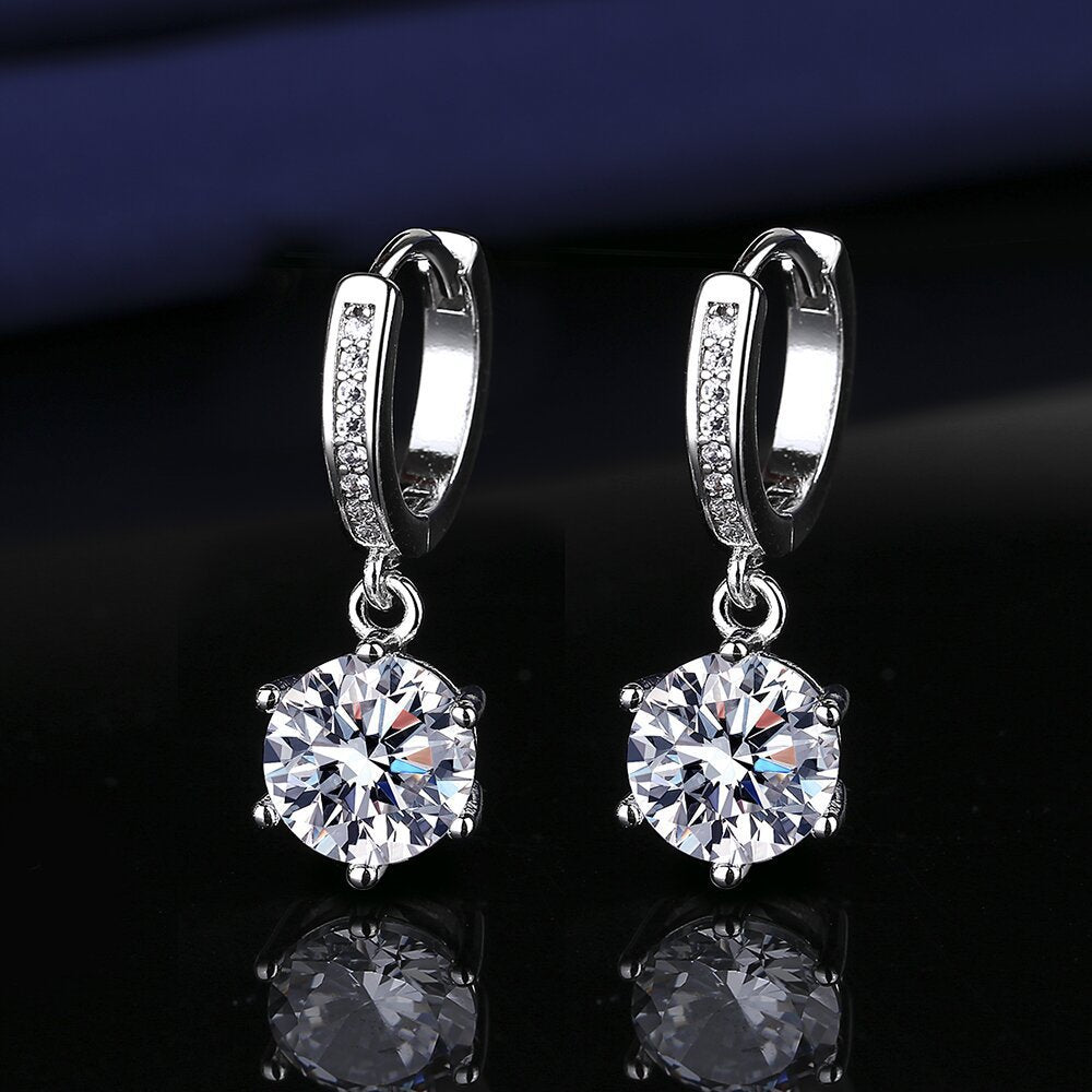 Live Streaming Fashion Tassel Imitation Moissanite Six Claw 2 Karat Earrings