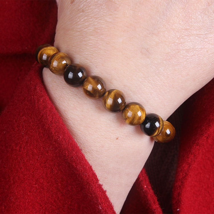 Women's Natural Pink Crystal Agate Tiger Eye Bracelet