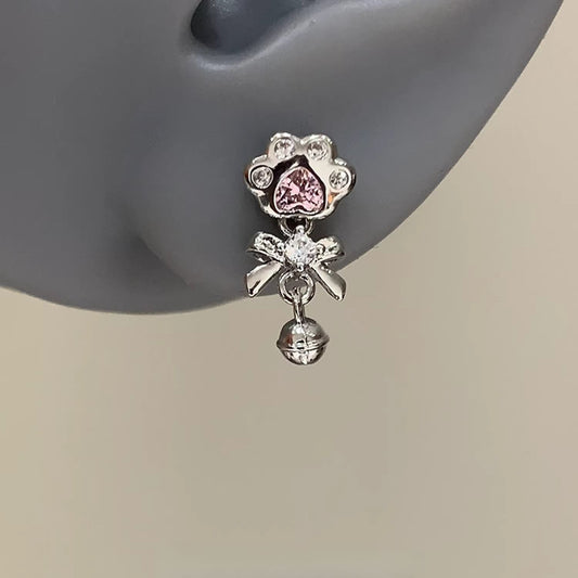 Paw Bell Titanium Steel Ear Cartoon Sweet Cool Unique Alloy Earrings