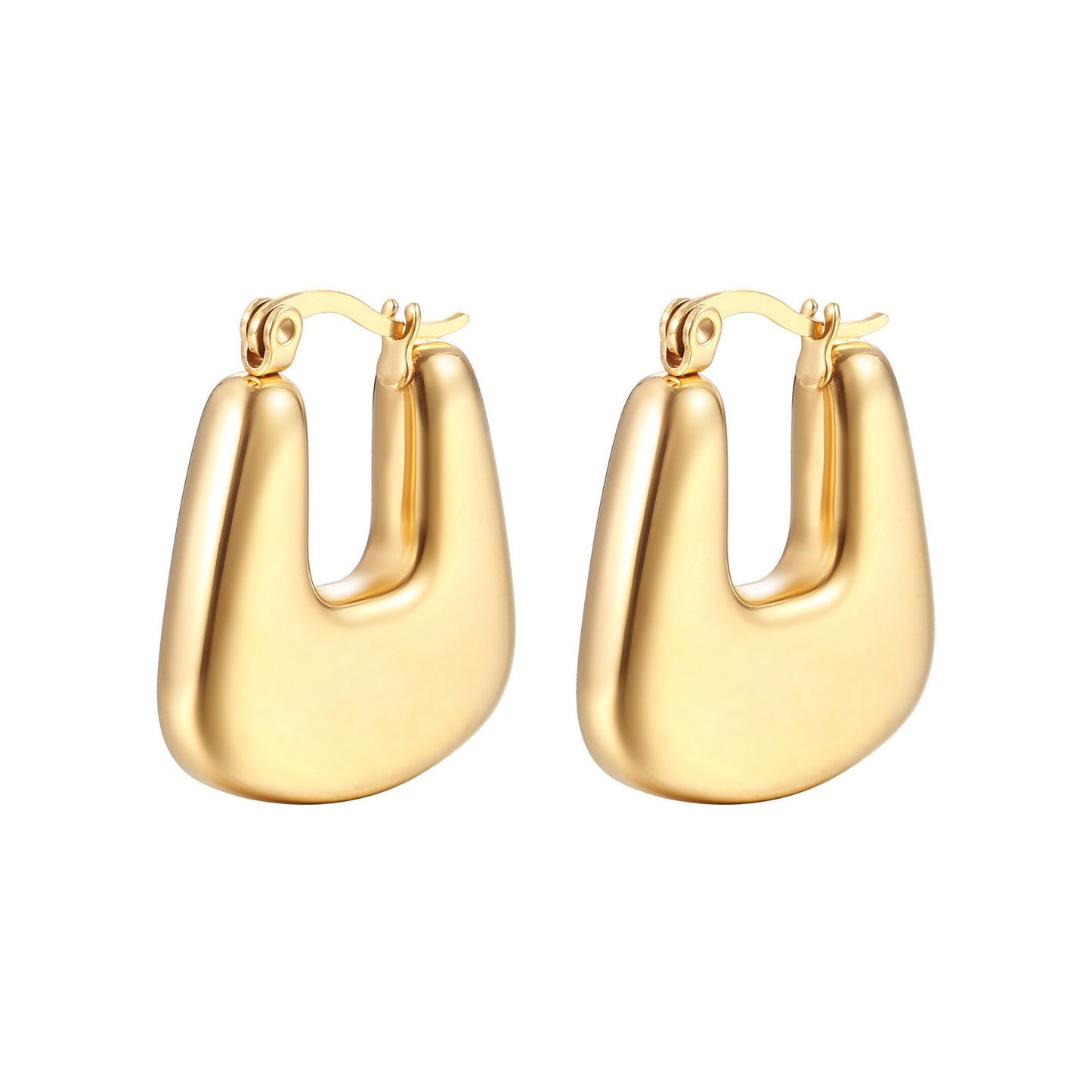 Titanium Steel Hollow Furnace Real Gold Stainless Multiple Glossy Earrings