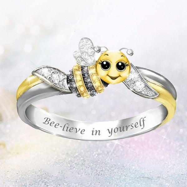 Women's Popular Bee Lettering Creative Animal Shape Ring