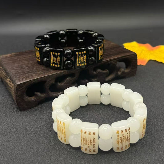 Men's Double Row Hand Card Gold-plated Pattern Square Plate Popular Live Bracelets