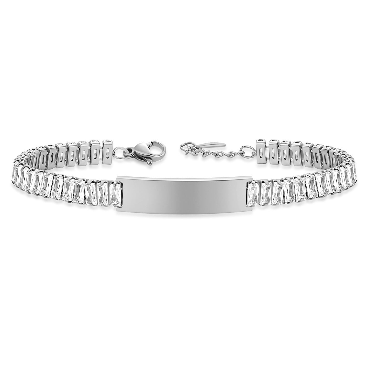 Steel Glossy Laser Sculpture Couple Inlaid Bracelets