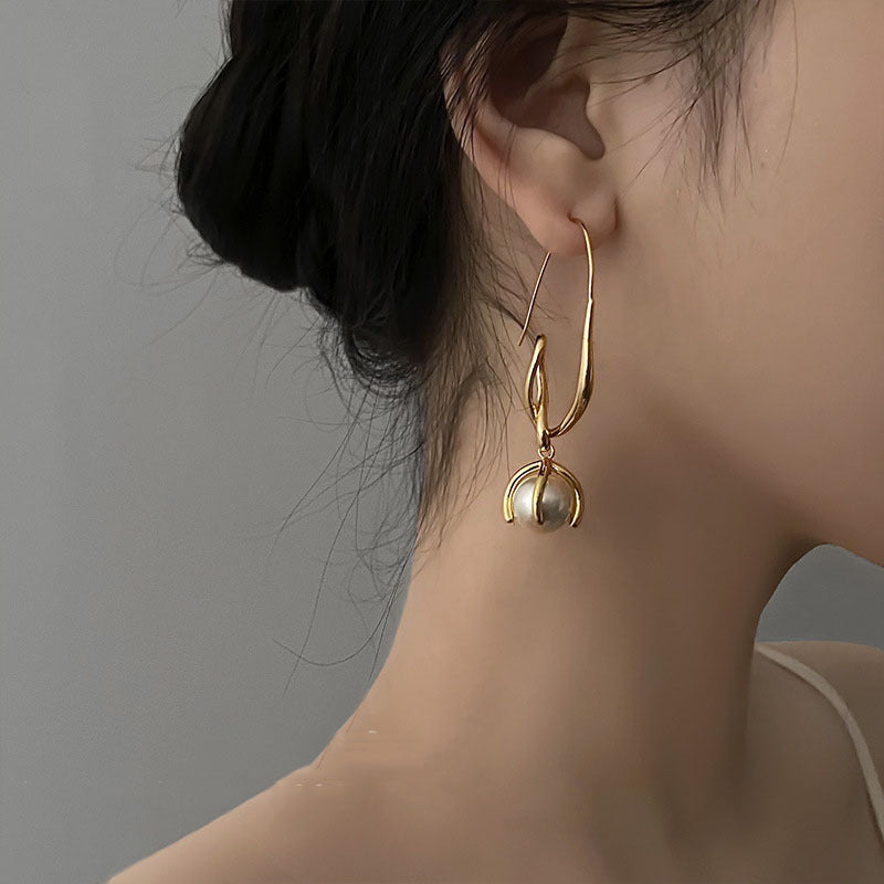 Twisted Line Pearl Female French Entry Lux Niche High Rings