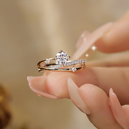 Women's Starry Sky Sterling Sier Light Luxury Ring