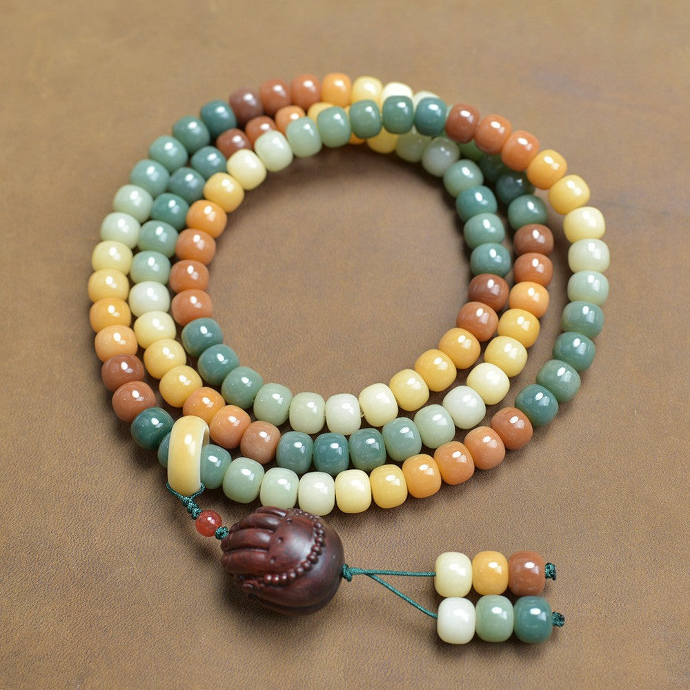 Women's & Men's Natural Bodhi Double Circle Abacus Beads Rosary Hand Bracelets