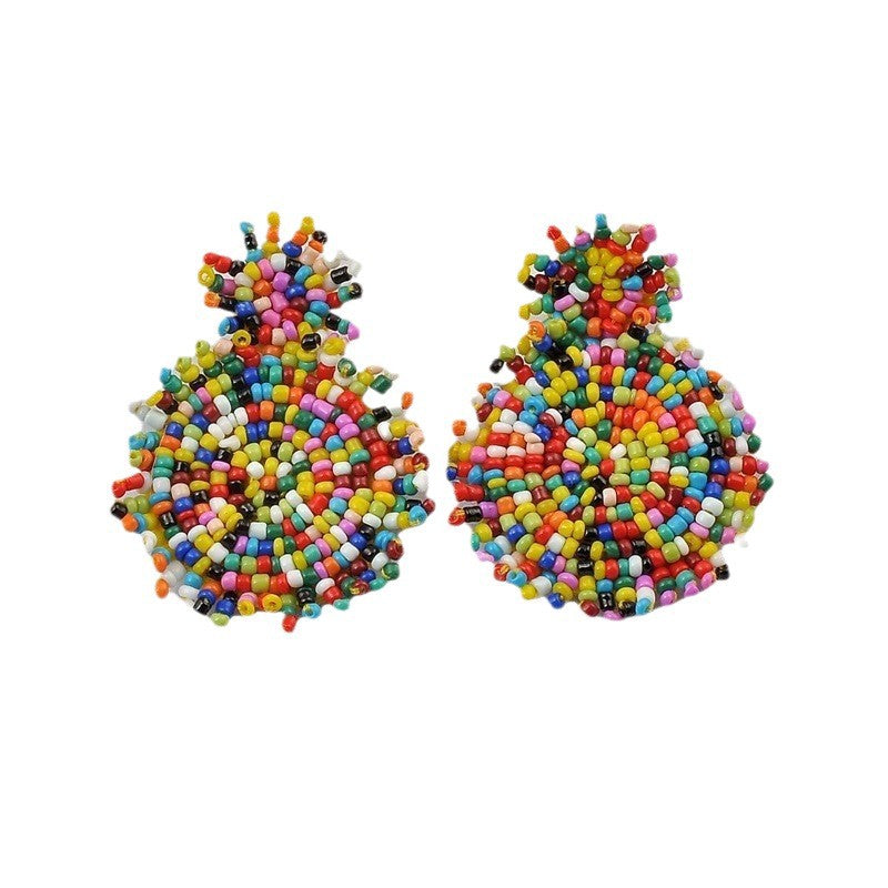 Fashion Bead Hand-woven Seaside Holiday Popular Stud Earrings