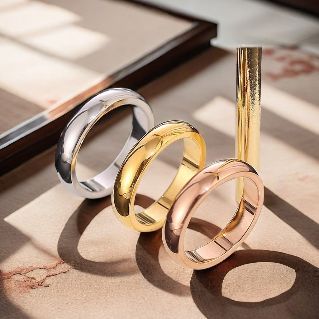 Simple Korean Glossy Couple Support Personality Ring